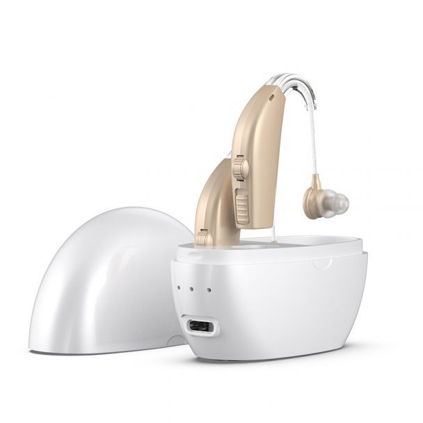 Rechargeable Behind-the-Ear Hearing Aid for Seniors, Sound Amplifier and Voice Enhancer